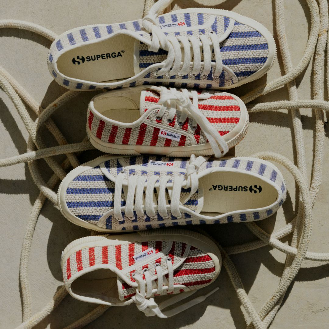 Superga: Cotton Stripe: Shoes and Espadrilles Canvas Shoes, Cotton Sneakers and Striped Espadrilles