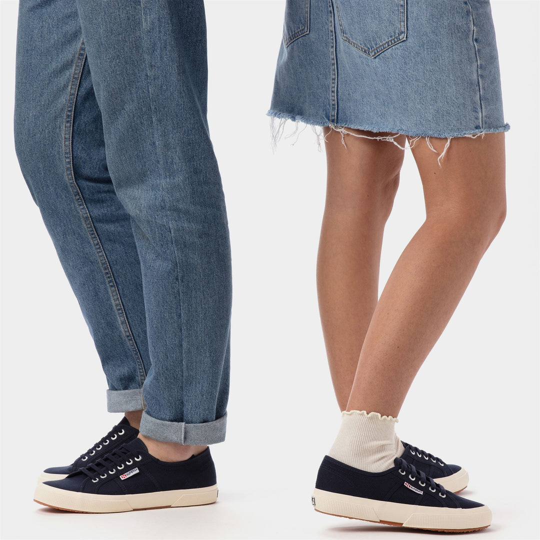 Baskets classiques unisexes bleues avec tige en coton main