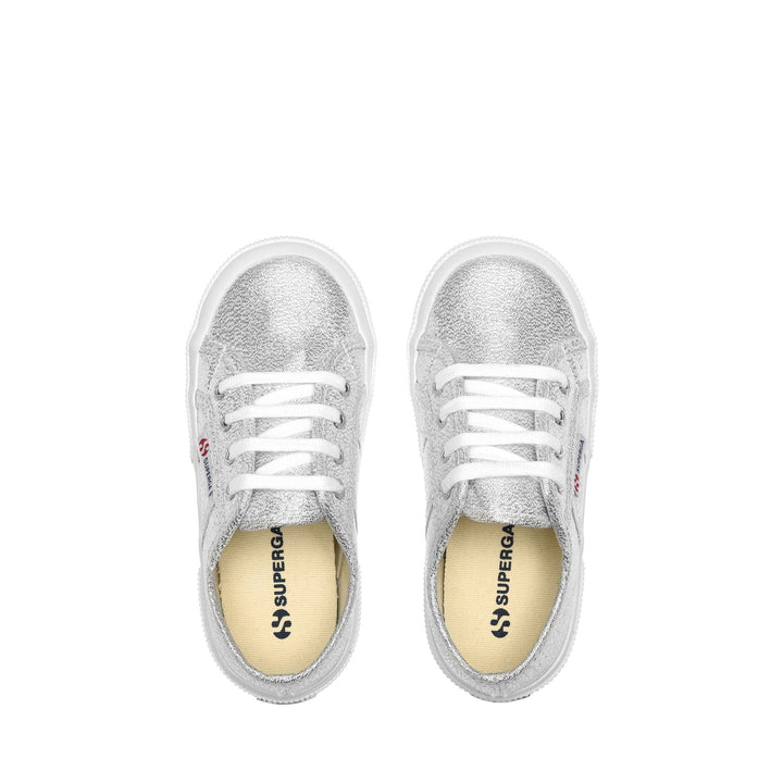 Klassische graue Mädchen-Sneaker mit Obermaterial aus Lamé 4