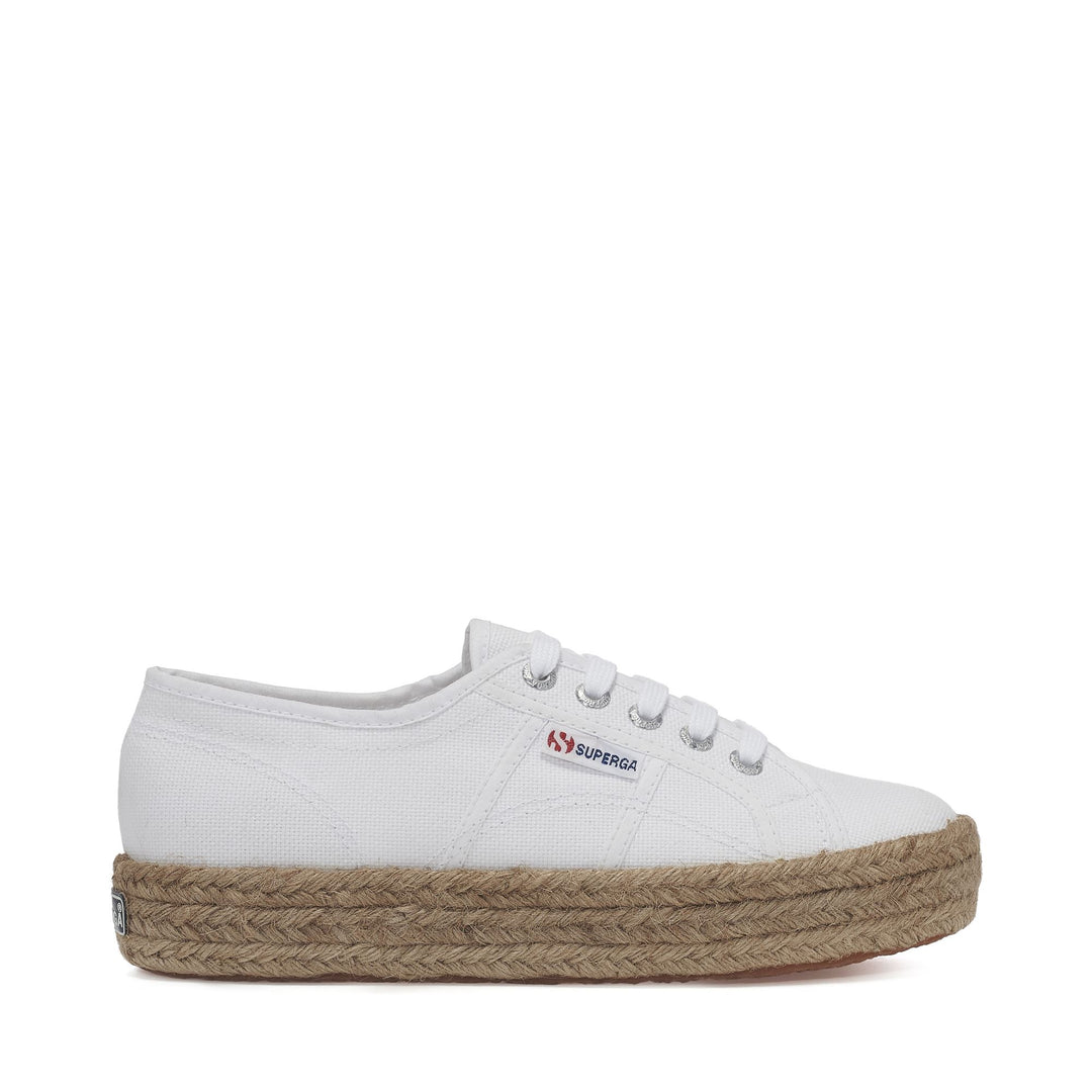 Woman's Platform White Sneakers with Cotton Upper 01