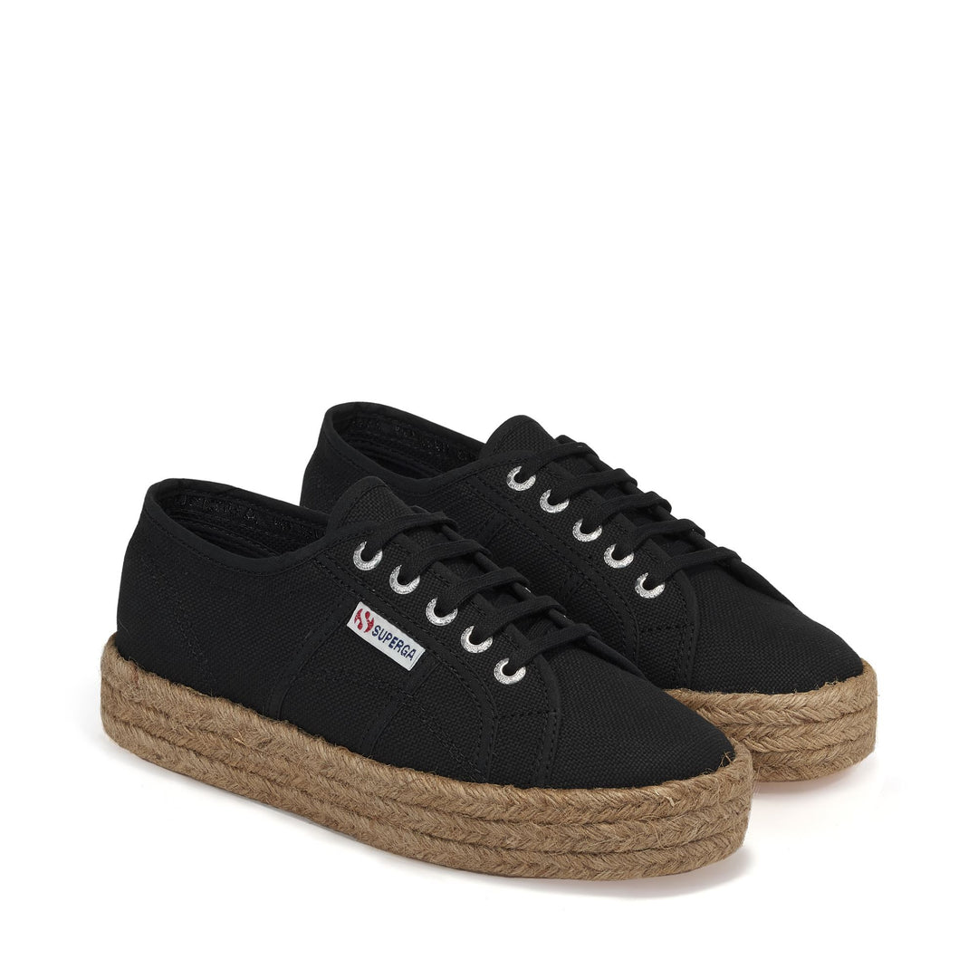 Sneakers nere con plateau da donna e tomaia in cotone main