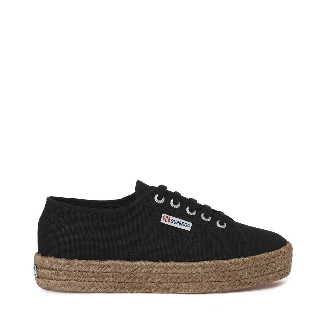 Woman's Platform Black Sneakers with Cotton Upper 01