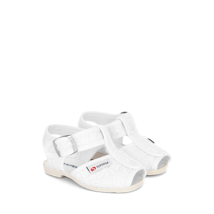 Girl's White Sandals with Macramé Lace Upper 2