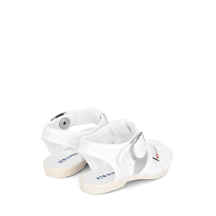Girl's White Sandals with Macramé Lace Upper 3