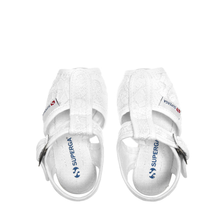 Girl's White Sandals with Macramé Lace Upper 4