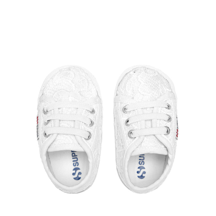 Girl's Low Cut White Sneakers with Macramé Lace Upper 4
