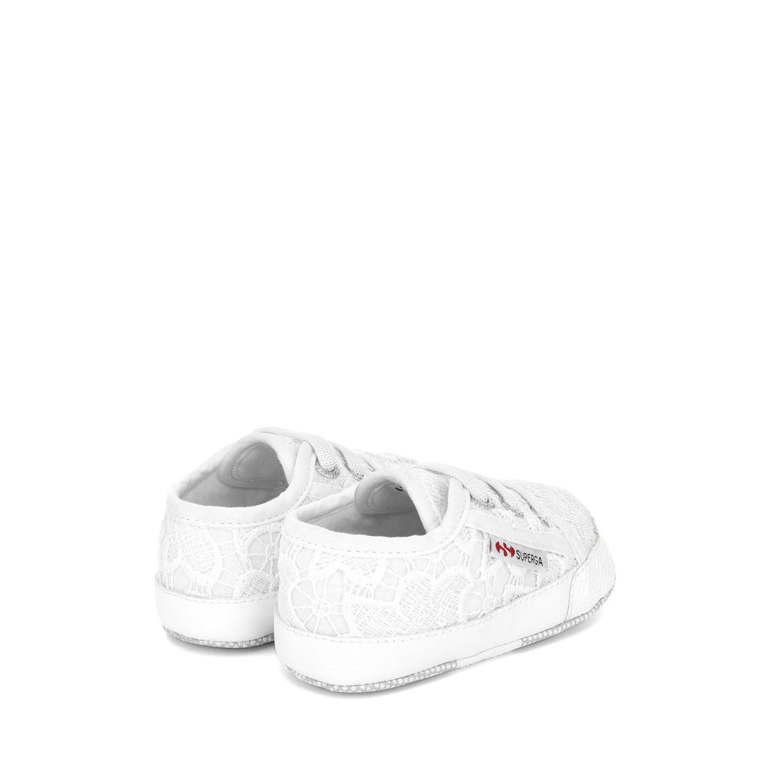 Girl's Low Cut White Sneakers with Macramé Lace Upper main