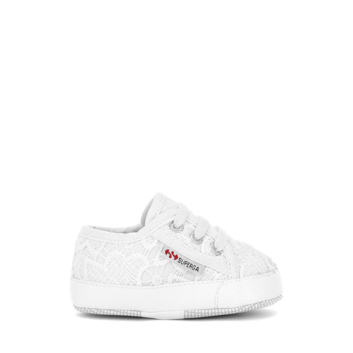 Girl's Low Cut White Sneakers with Macramé Lace Upper 1