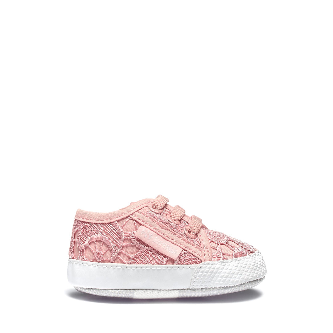 Girl's Low Cut Sneakers Pink with Macramé Lace Upper 01