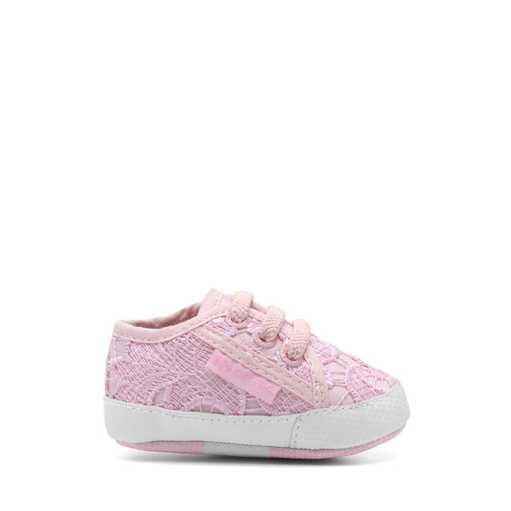 Girl's Low Cut Pink Sneakers with Macramé Lace Upper 1