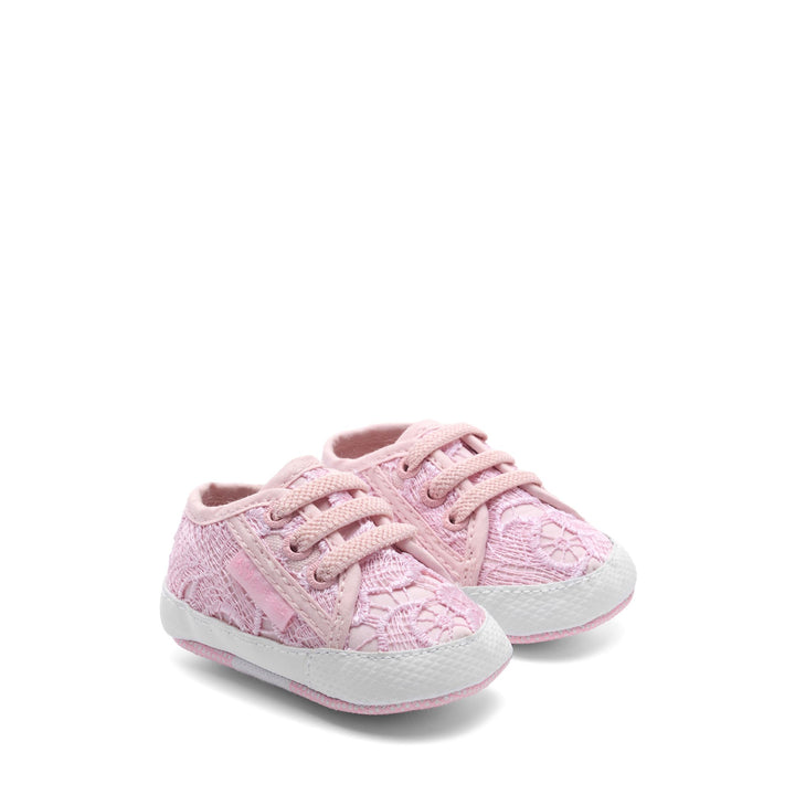 Girl's Low Cut Pink Sneakers with Macramé Lace Upper 2