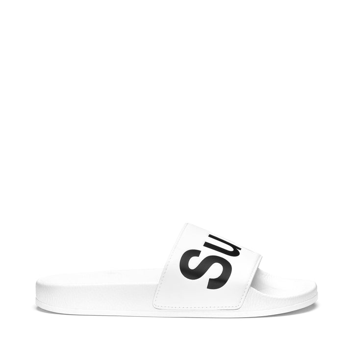 Claquettes unisexes blanches avec semelle en caoutchouc 1