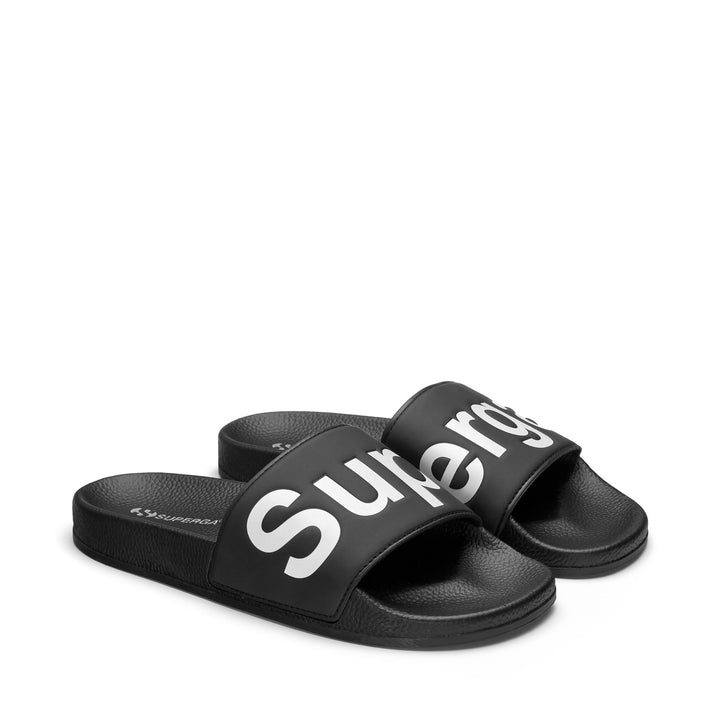 Unisex Black Slides with Rubber Sole 2