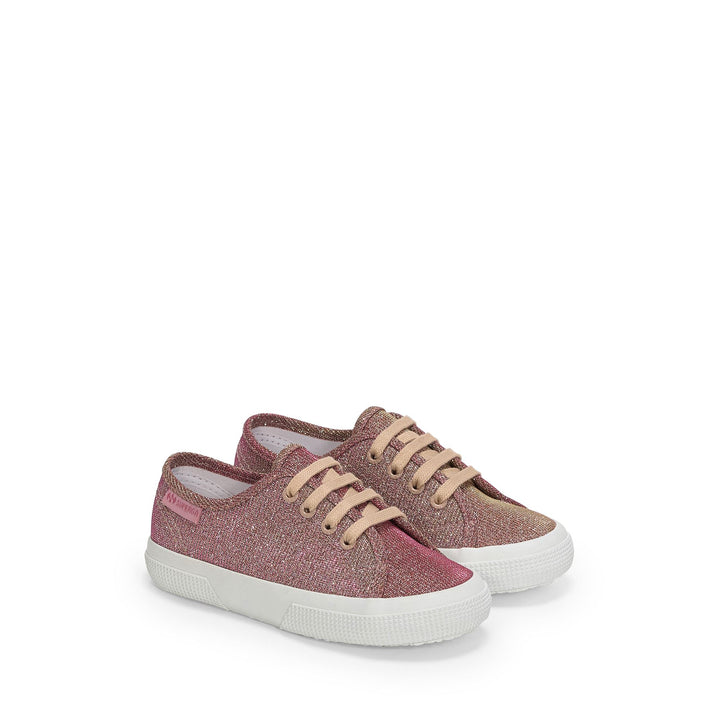 Girl's Low Cut Sneakers Platinum with Jersey Lamé Upper 2