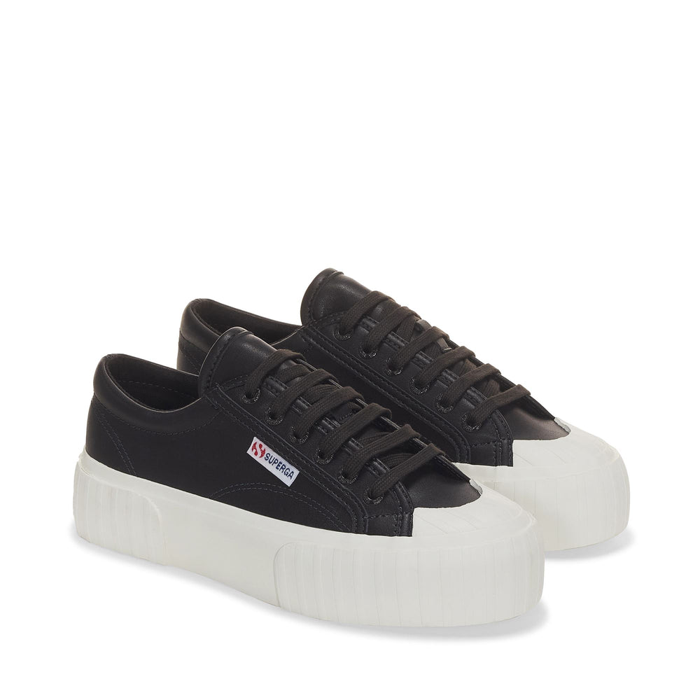 Woman's Black Platform Sneakers with Cotton Upper 02