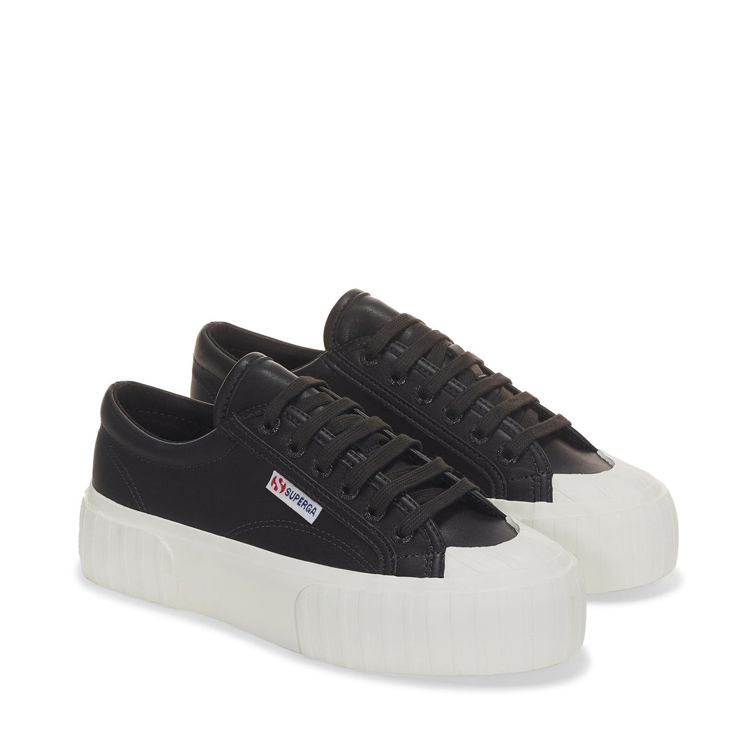 Woman's Black Platform Sneakers with Cotton Upper main