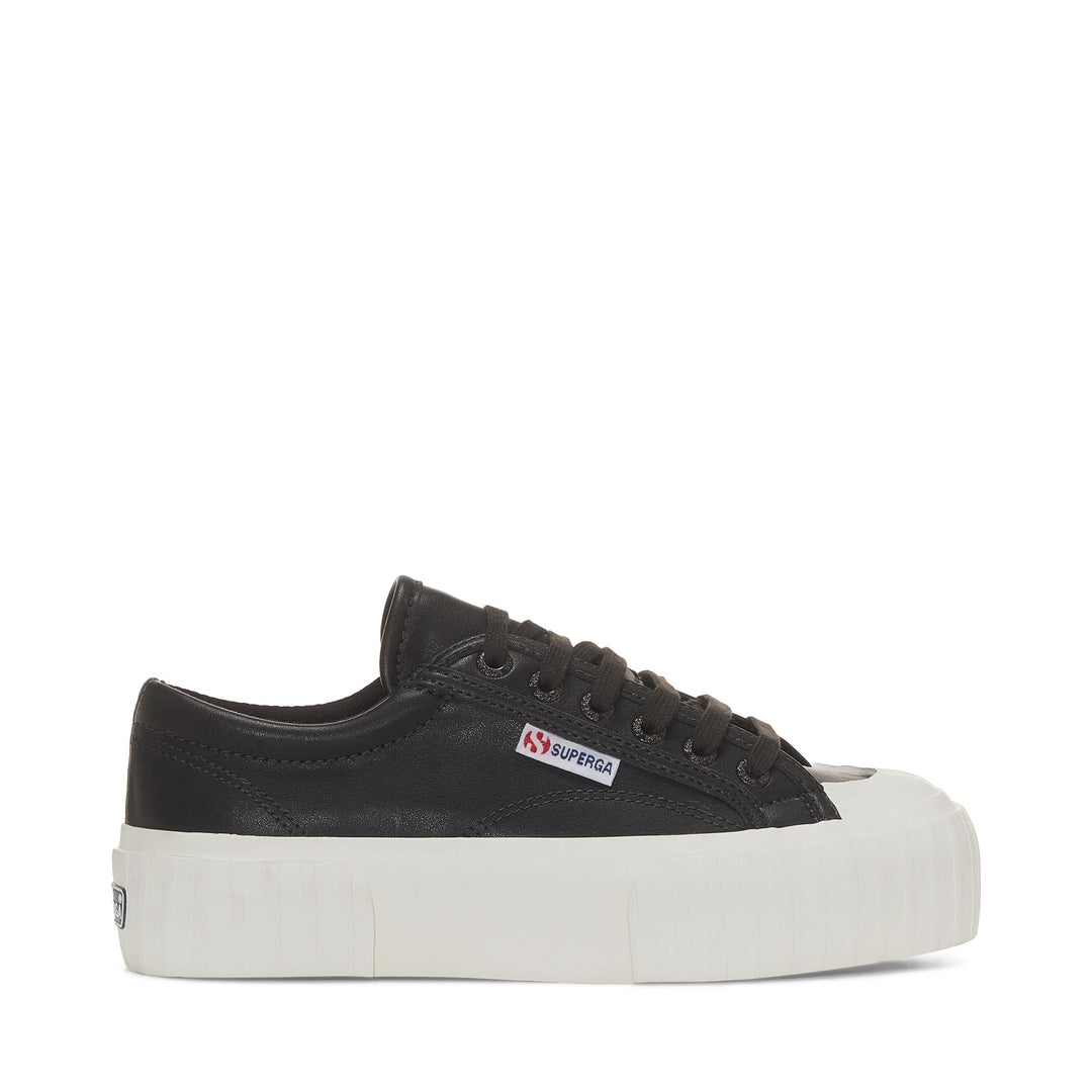 Woman's Black Platform Sneakers with Cotton Upper 01