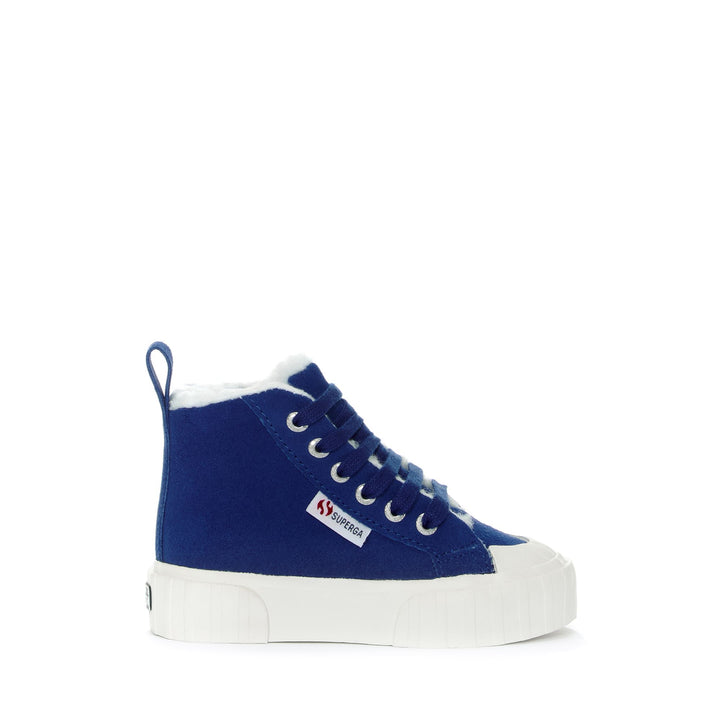 Kid's Mid Cut Sneakers Blue with Suede Upper 1
