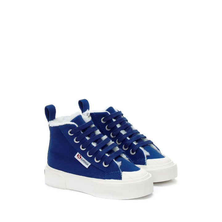 Kid's Mid Cut Sneakers Blue with Suede Upper 2
