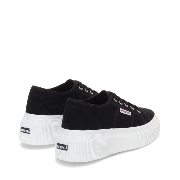Baskets compensées noires pour femme avec tige en coton 3