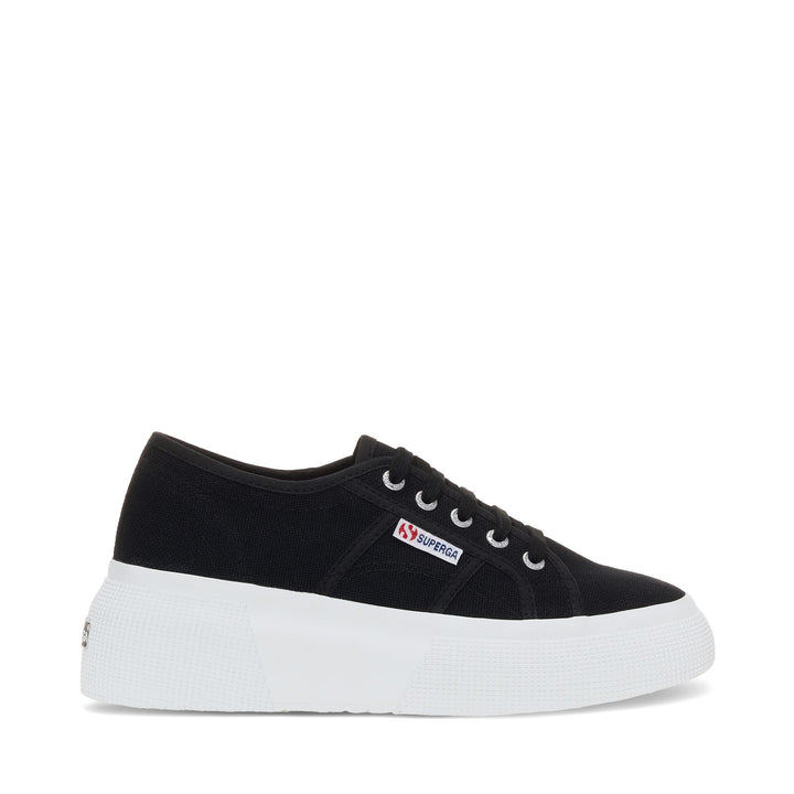 Baskets compensées noires pour femme avec tige en coton 1