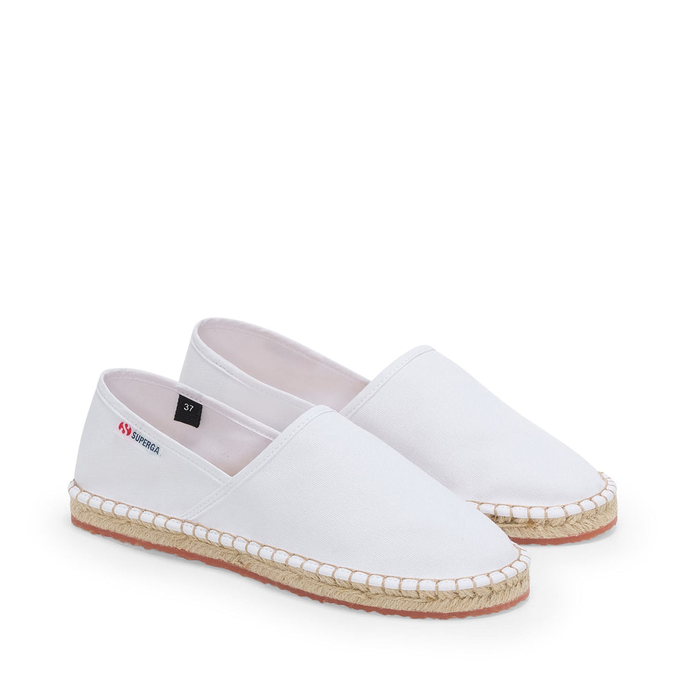 Unisex White Low Heel Espadrilles with Cotton Upper 02