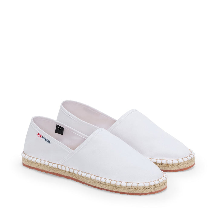 Unisex White Low Heel Espadrilles with Cotton Upper 2