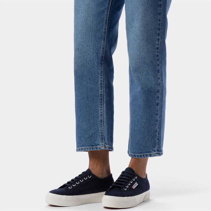 Baskets unisexes à plateforme bleu marine avec tige en coton 6