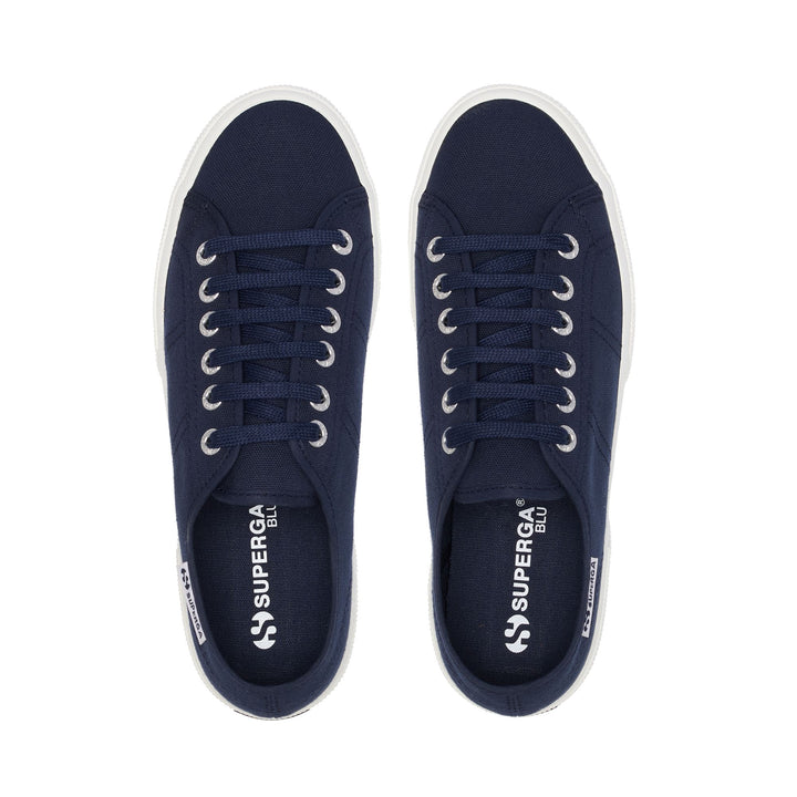 Zapatillas deportivas de plataforma para mujer en azul marino con parte superior de algodón 4