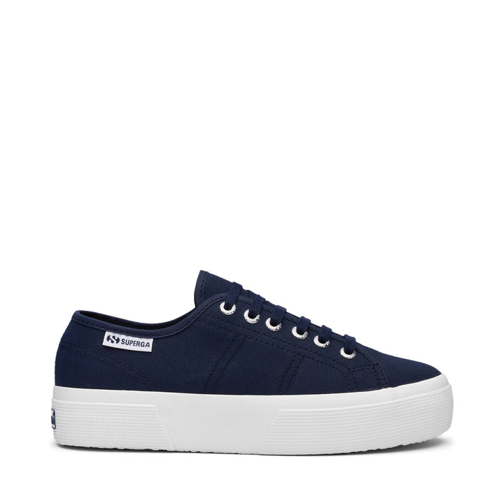 Zapatillas deportivas de plataforma para mujer en azul marino con parte superior de algodón 1