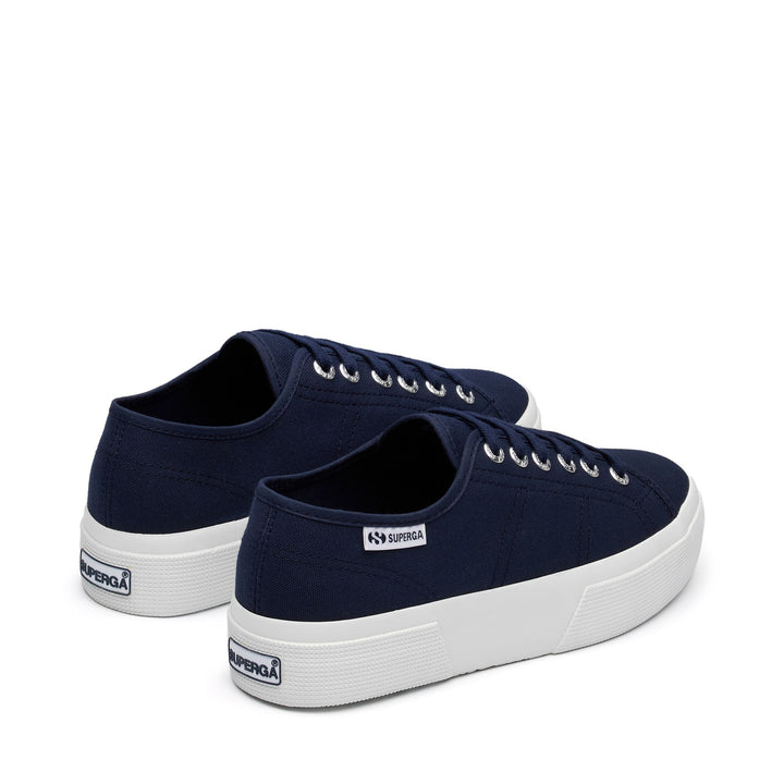 Zapatillas deportivas de plataforma para mujer en azul marino con parte superior de algodón 3