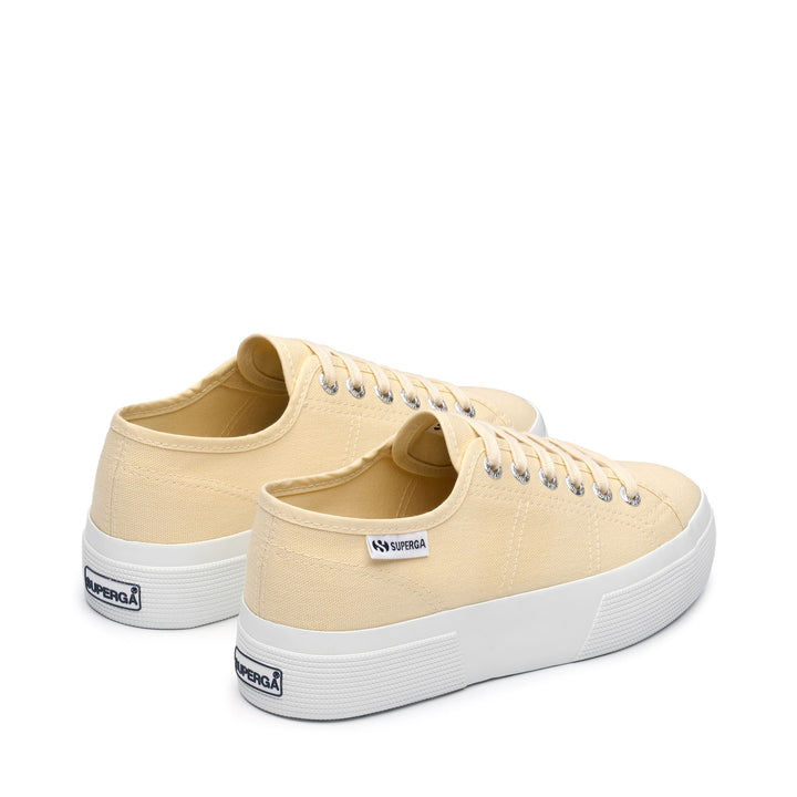 Woman's Platform Beige Sneakers with Cotton Upper 3