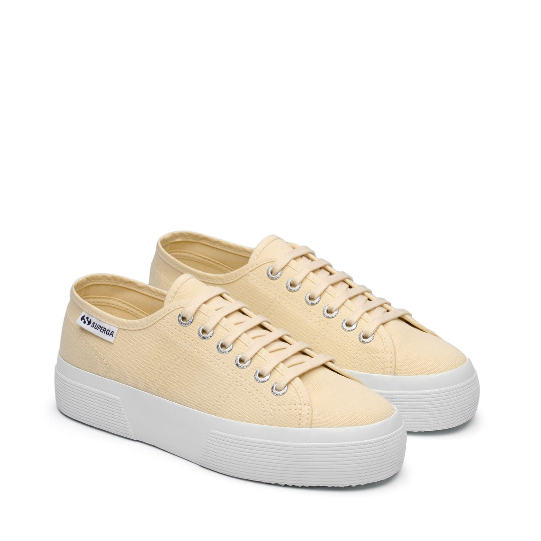 Woman's Platform Beige Sneakers with Cotton Upper main