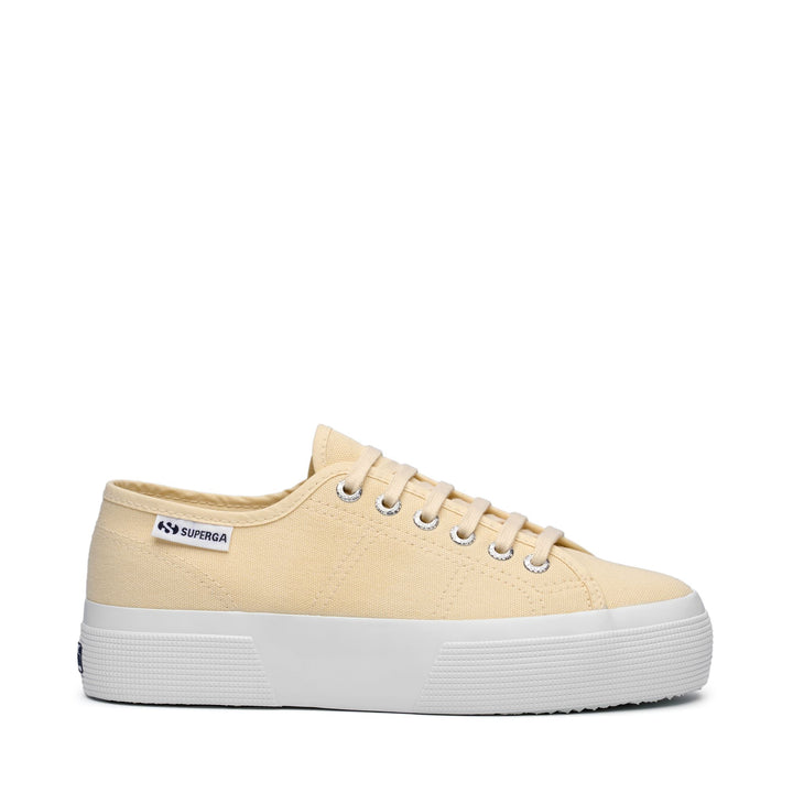 Woman's Platform Beige Sneakers with Cotton Upper 1
