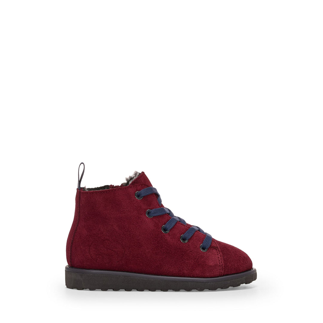 Kid's Red Ankle Boots with Suede Upper 01
