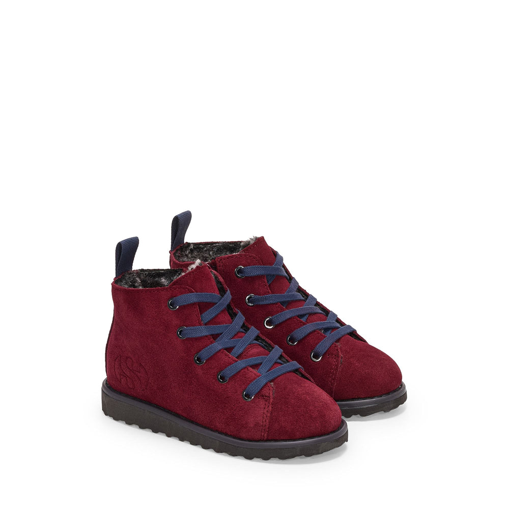 Kid's Red Ankle Boots with Suede Upper 02