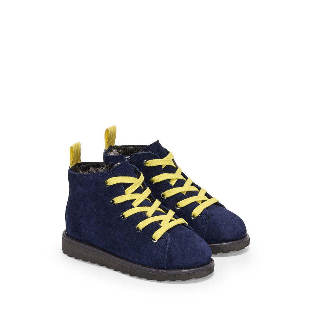 Kid's Blue Ankle Boots with Suede Upper 02