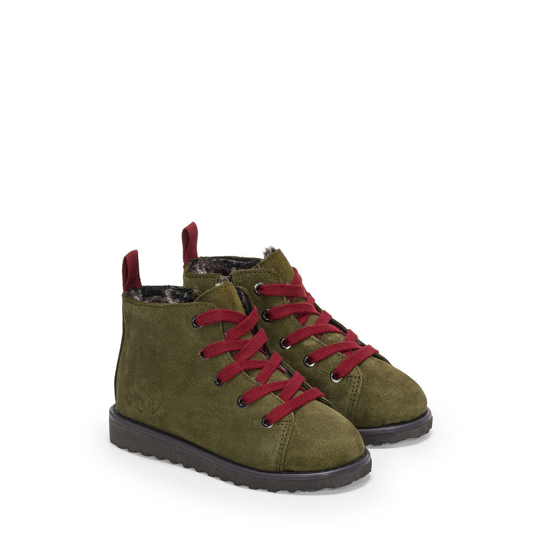 Kid's Green Ankle Boots with Suede Upper main