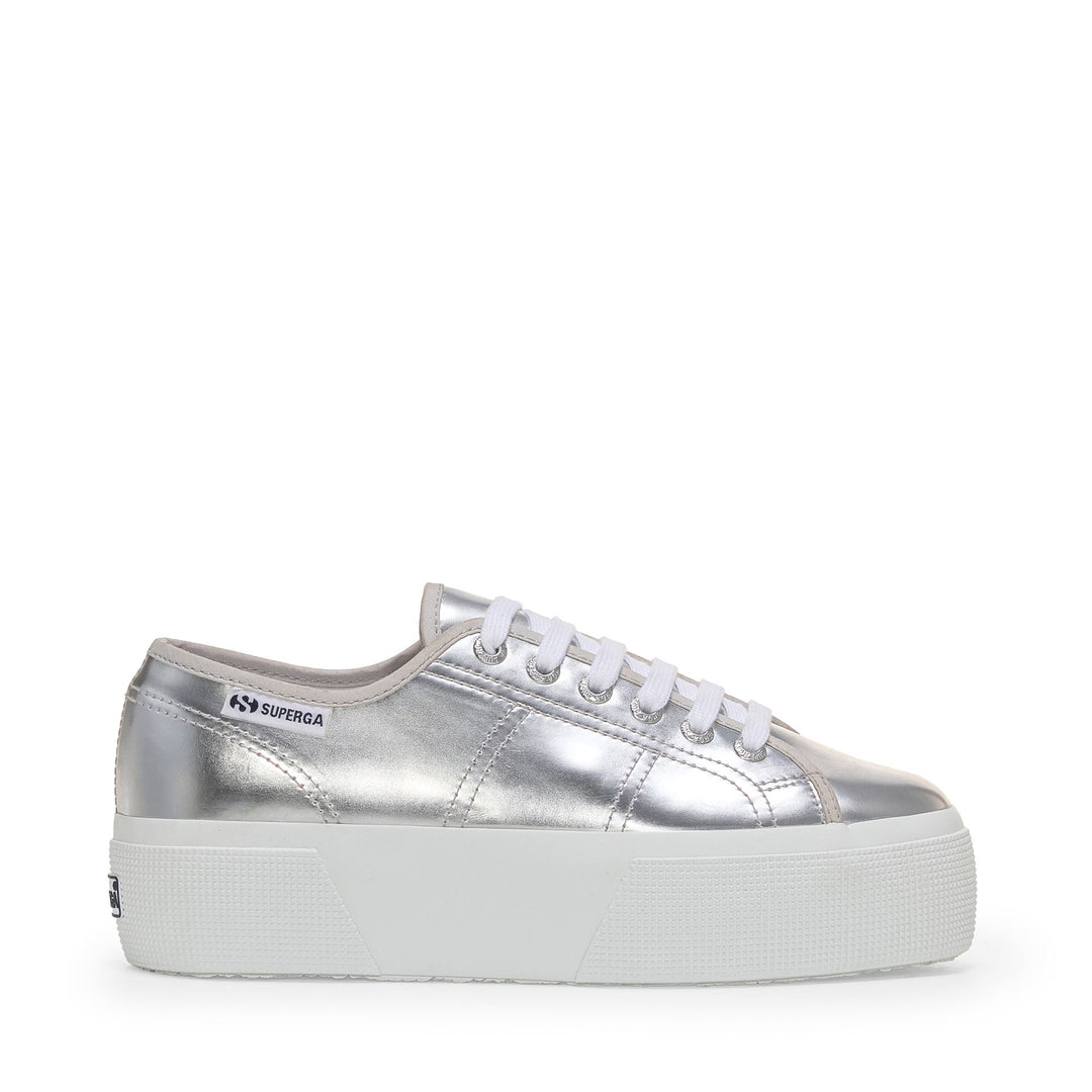Woman's Silver Platform Sneakers with Synthetic Upper 01