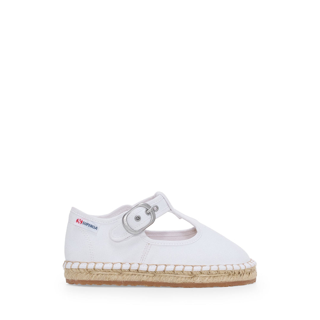Girl's White Low Heel Espadrilles with Cotton Upper 01