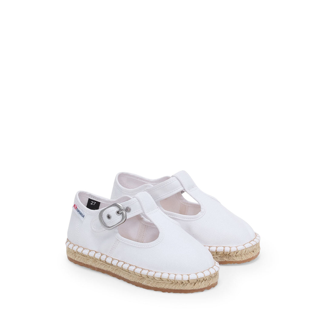 Girl's White Low Heel Espadrilles with Cotton Upper main