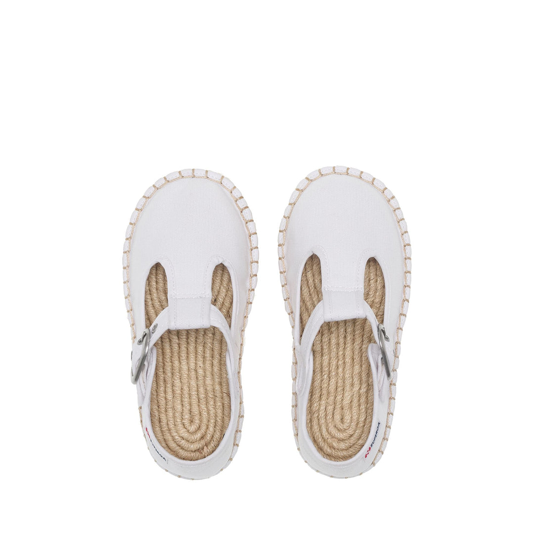 Girl's White Low Heel Espadrilles with Cotton Upper main