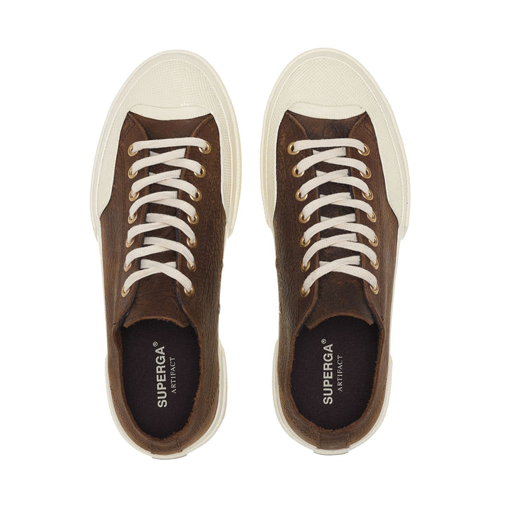 2432 WORKS ELEPHANT TUMBLED LEATHER - Sneakers - Low Cut - Unisex - Umber Brown-Off White 4