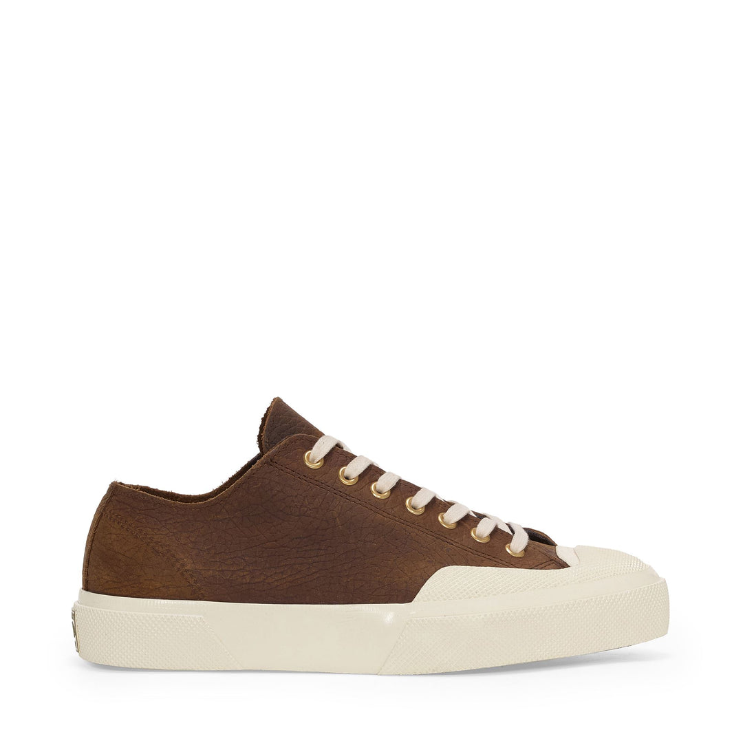 2432 WORKS ELEPHANT TUMBLED LEATHER - Sneakers - Low Cut - Unisex - Umber Brown-Off White 01
