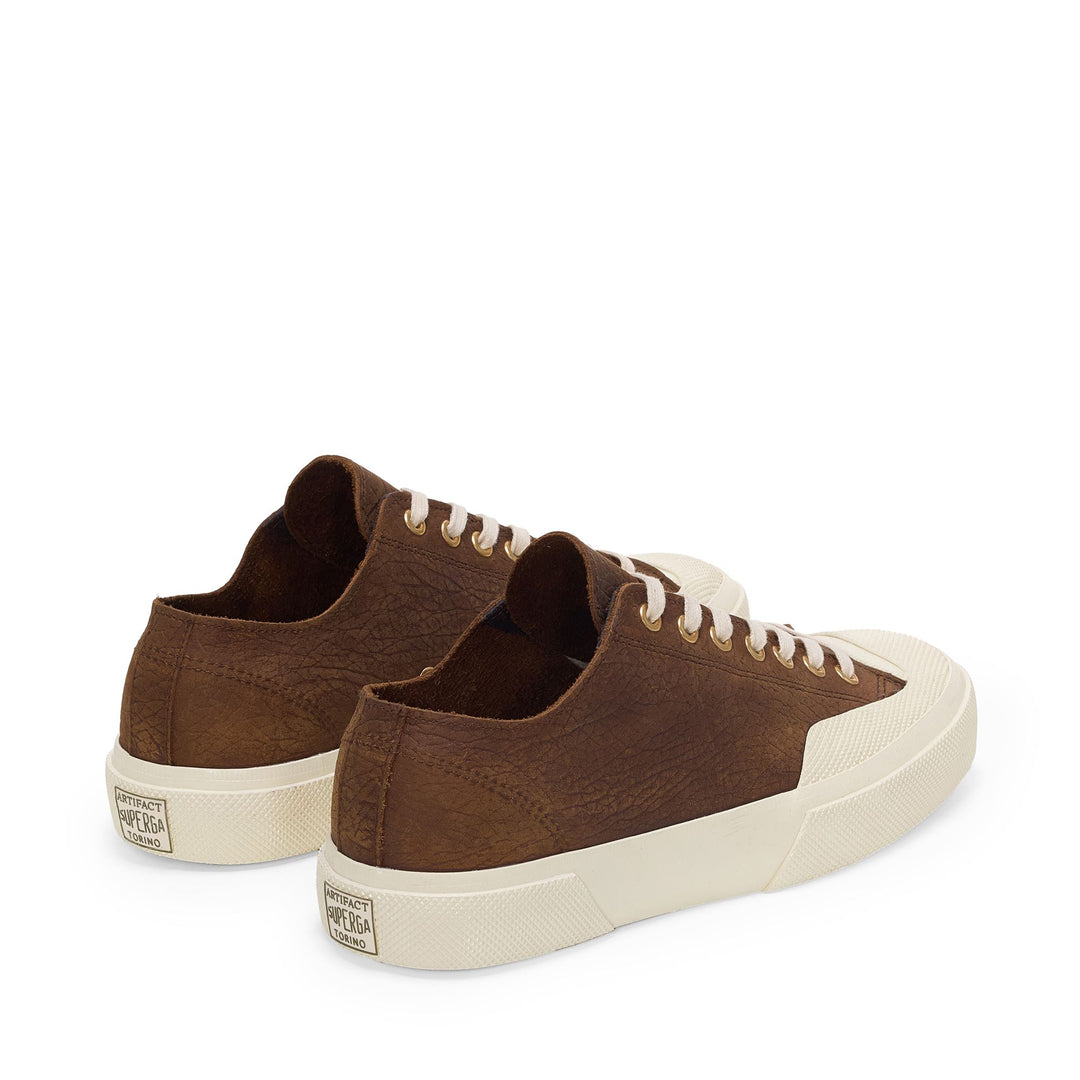 2432 WORKS ELEPHANT TUMBLED LEATHER - Sneakers - Low Cut - Unisex - Umber Brown-Off White main