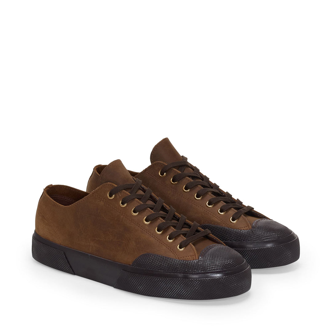 2432 WORKS CRAZY HORSE LEATHER - Turnschuhe - Tiefer Ausschnitt - Unisex - Brown Horse-Black main