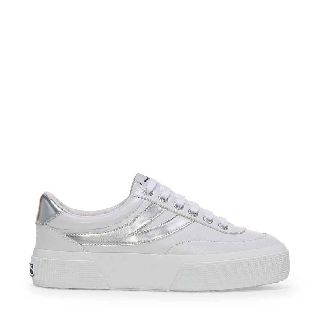 Woman's Platform White Sneakers with Synthetic Upper 01