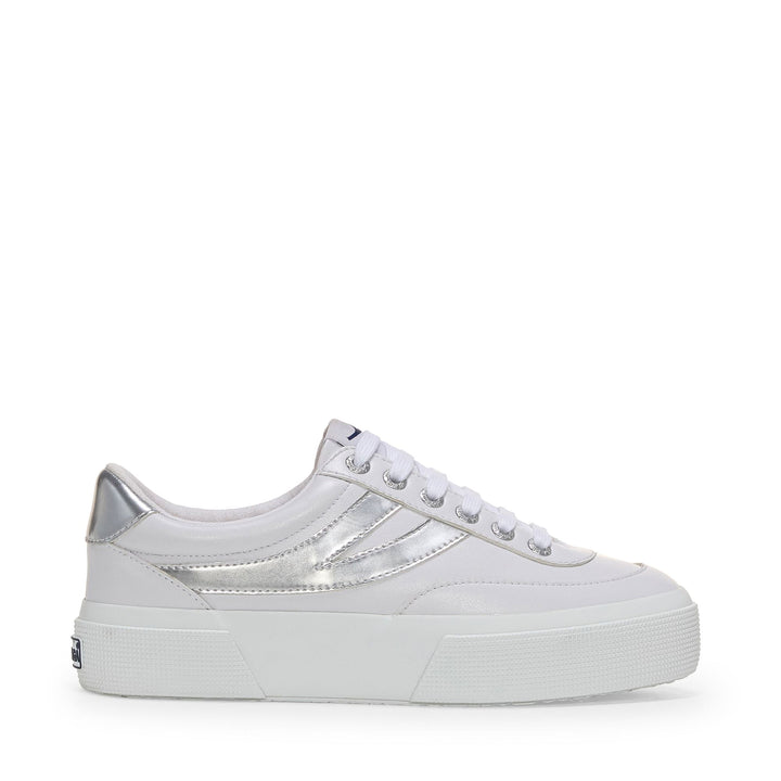 Woman's Platform White Sneakers with Synthetic Upper 1
