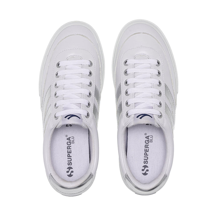 Woman's Platform White Sneakers with Synthetic Upper 4