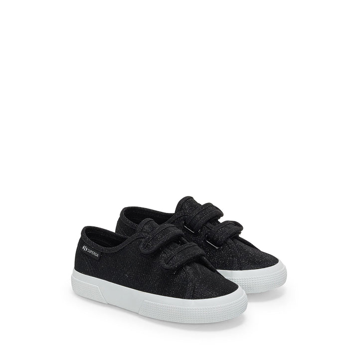 Girl's Low Cut Black Sneakers with Jersey Lamé Upper 2